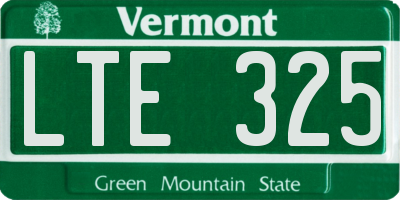 VT license plate LTE325