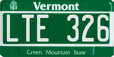 VT license plate LTE326