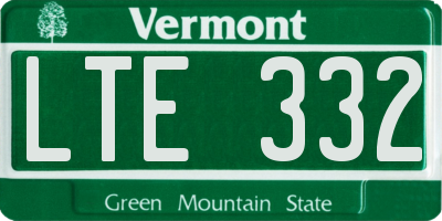 VT license plate LTE332