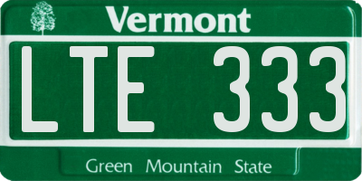 VT license plate LTE333