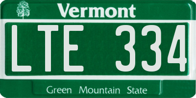 VT license plate LTE334