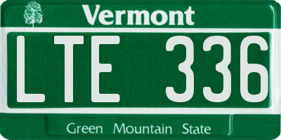 VT license plate LTE336