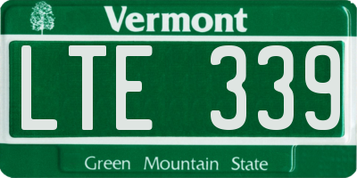 VT license plate LTE339