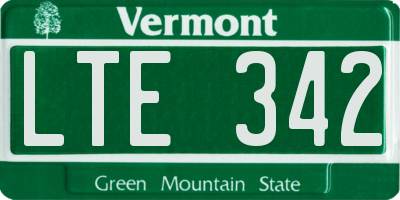 VT license plate LTE342