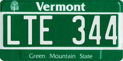VT license plate LTE344
