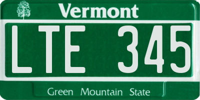 VT license plate LTE345
