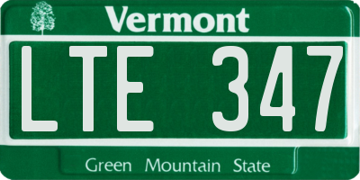 VT license plate LTE347