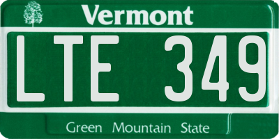 VT license plate LTE349
