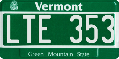 VT license plate LTE353