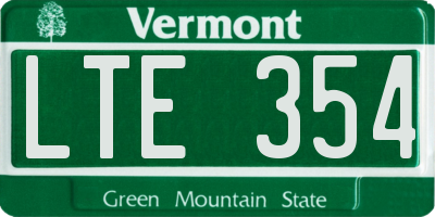 VT license plate LTE354