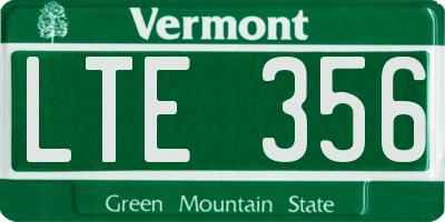 VT license plate LTE356