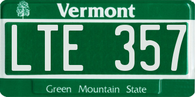 VT license plate LTE357