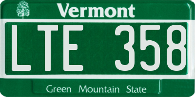 VT license plate LTE358