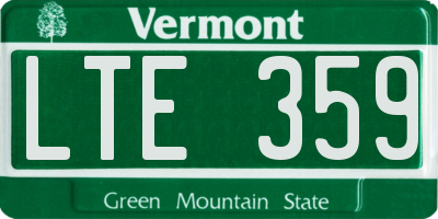 VT license plate LTE359
