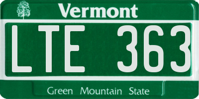 VT license plate LTE363