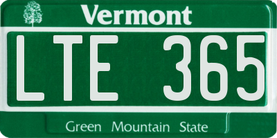VT license plate LTE365