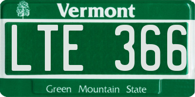 VT license plate LTE366