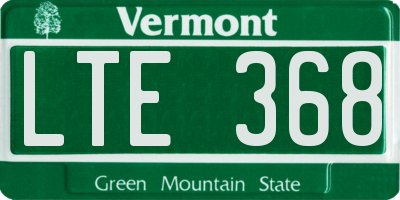 VT license plate LTE368