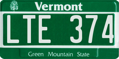 VT license plate LTE374