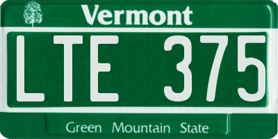VT license plate LTE375