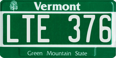 VT license plate LTE376