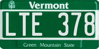 VT license plate LTE378