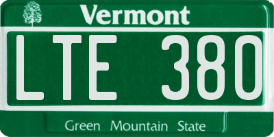 VT license plate LTE380