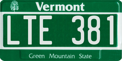 VT license plate LTE381