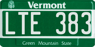 VT license plate LTE383