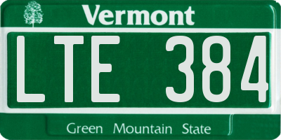VT license plate LTE384