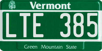 VT license plate LTE385