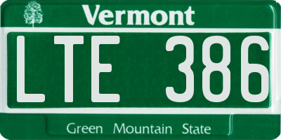 VT license plate LTE386