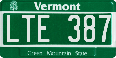 VT license plate LTE387