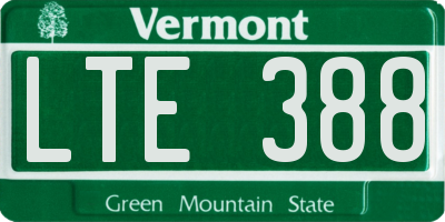 VT license plate LTE388