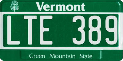 VT license plate LTE389