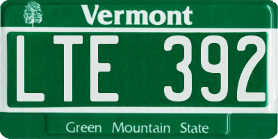 VT license plate LTE392