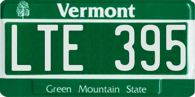 VT license plate LTE395