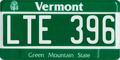 VT license plate LTE396