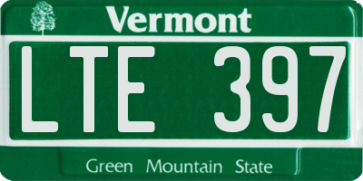 VT license plate LTE397