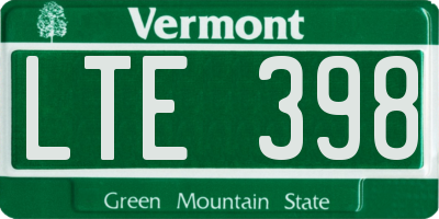 VT license plate LTE398