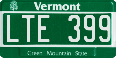 VT license plate LTE399