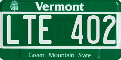 VT license plate LTE402