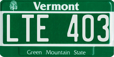 VT license plate LTE403