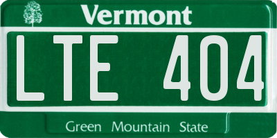 VT license plate LTE404
