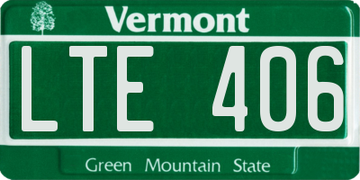 VT license plate LTE406