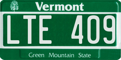 VT license plate LTE409