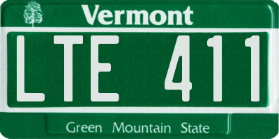 VT license plate LTE411