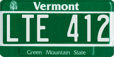 VT license plate LTE412