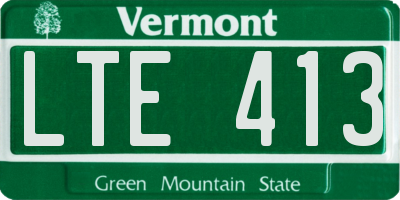 VT license plate LTE413