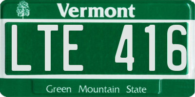 VT license plate LTE416